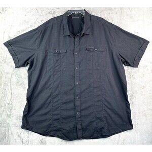 Sean John Shirt Men's 4XB Black Linen Short Sleeve Button Up Pockets